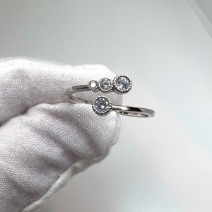 Sterling Silver Adjustable Cz Ring